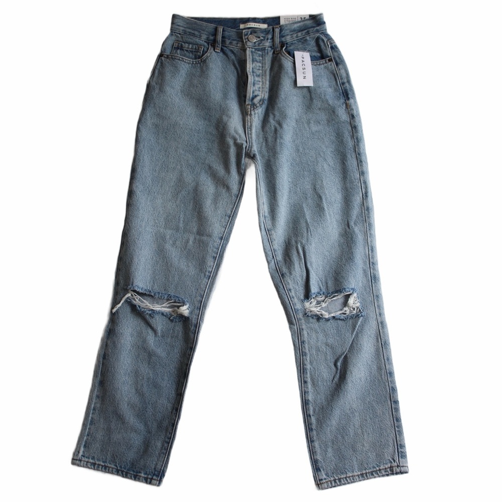 pacsun high rise straight light wash jeans